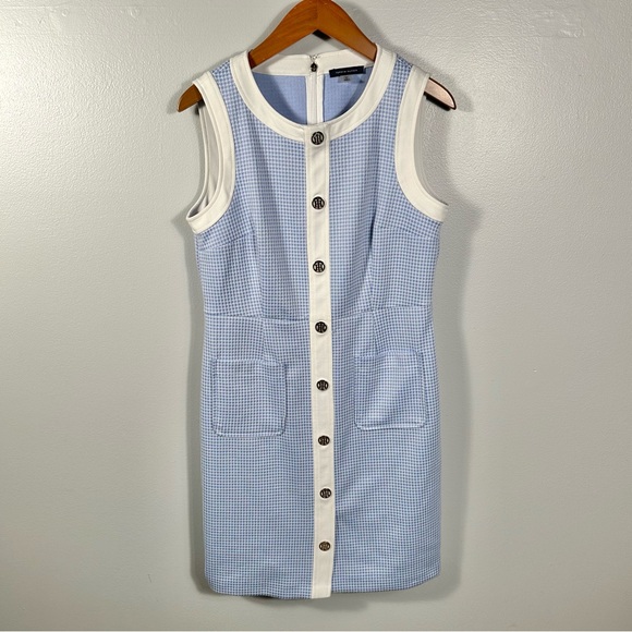 Tommy Hilfiger Light Blue and White Sleeveless Sheath Dress Size 8 Preppy Chic - Picture 5 of 17